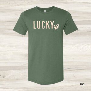 NWT Bella Canvas Lucky Heart Graphic Tee Puff Print Unisex Green Size 3XL